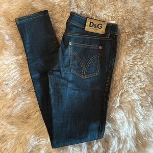 D&G Denim with black leather trip skinny jean